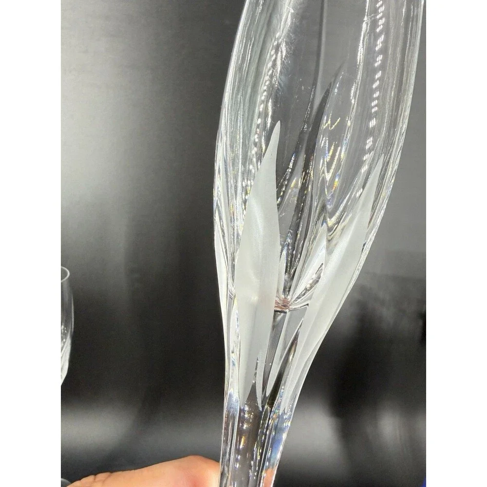 Pair Mikasa Crystal Flame D'amore Champagne Flute Glasses Set 2